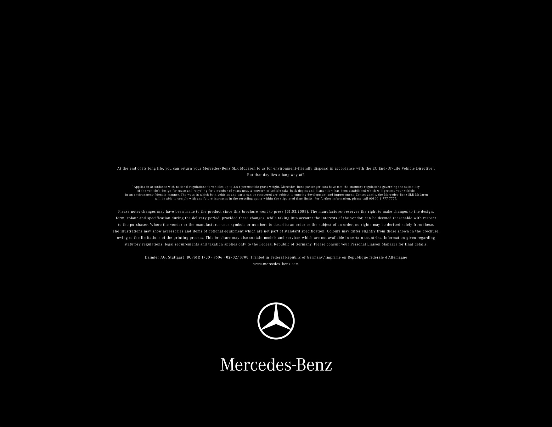 2008 Mercedes-Benz SLR Brochure Page 71